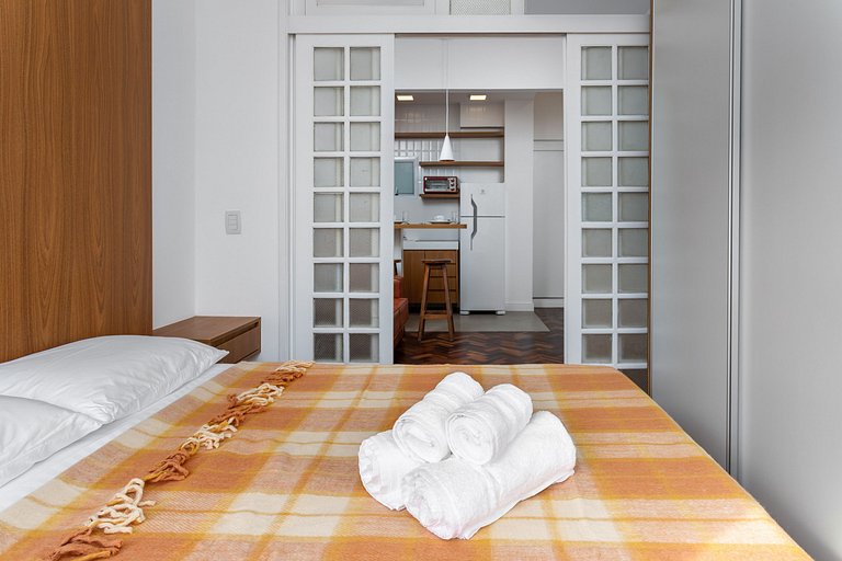 Flat beira-mar em Copacabana com ar condicionado