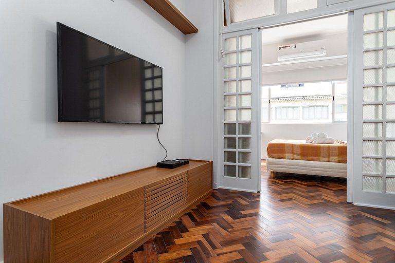 Flat beira-mar em Copacabana com ar condicionado