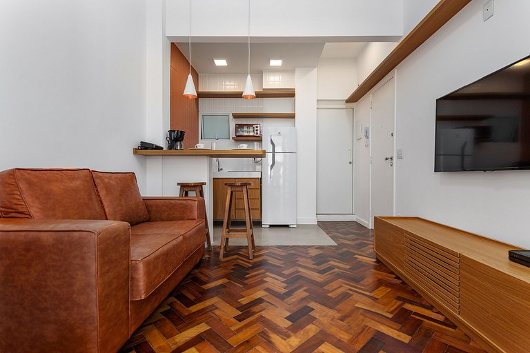 Flat beira-mar em Copacabana com ar condicionado