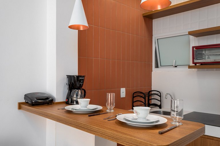 Flat beira-mar em Copacabana com ar condicionado