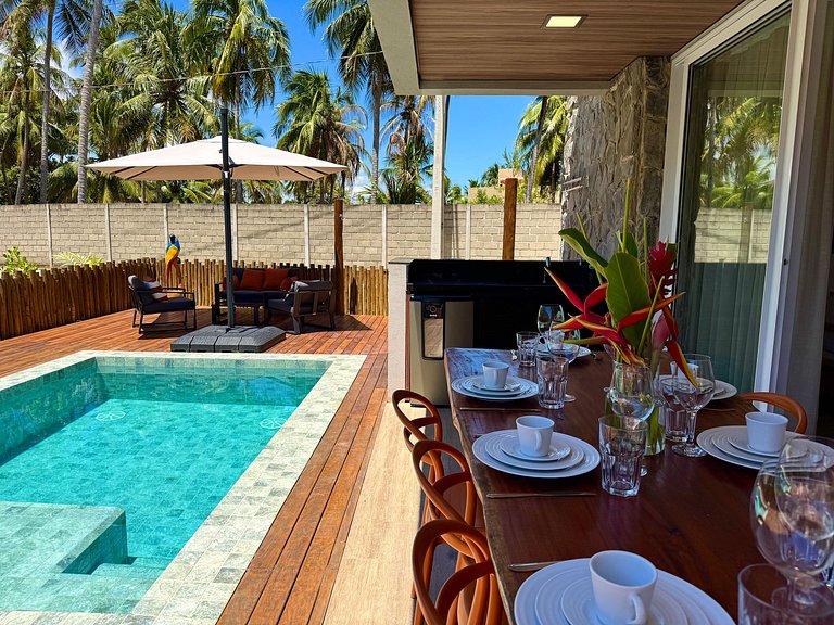 House with pool and barbecue in Milagres